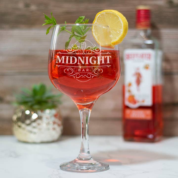 Branded Business Logo Engraved Bespoke Balloon Gin Glass for wholesale by Love Lumi Ltd