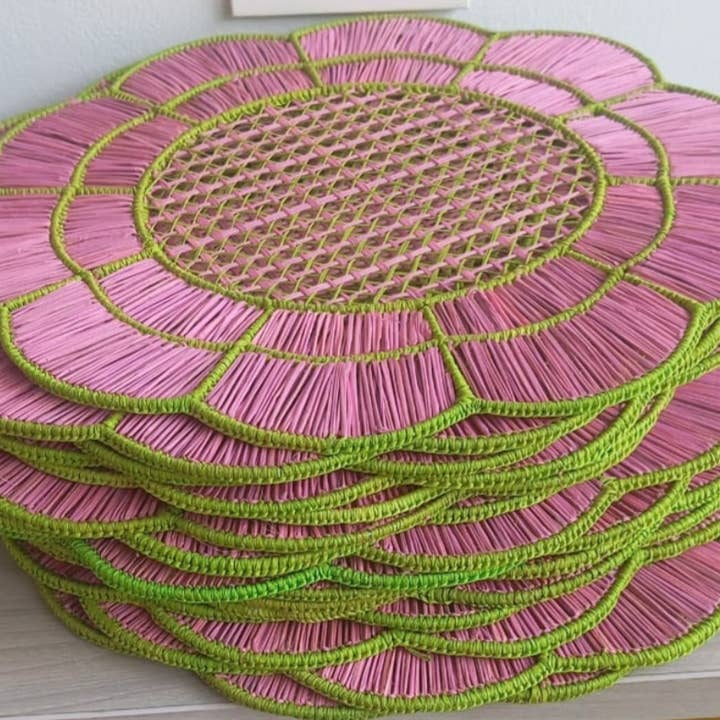 Macondo Forever - Wholesale Placemat - Blush Bloom Handwoven Iraca Placemat - Lilly Pulitzer Inspired Style4