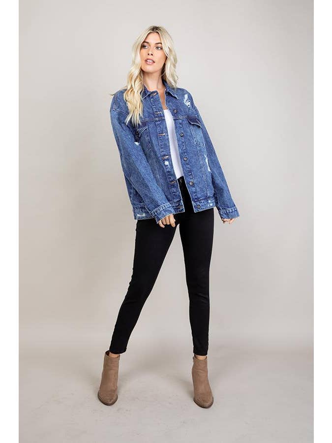 BLUE AGE - Vendita all'ingrosso Giacca di jeans - Donna - Giacca di jeans oversize destroyed