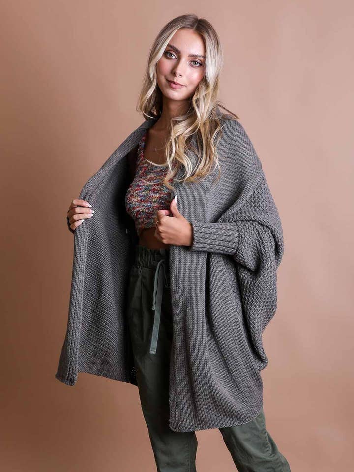 Leto Accessories - Wholesale Cardigan - Women's - Bat Sleeve Knit Cardigan π - High Sell Through9