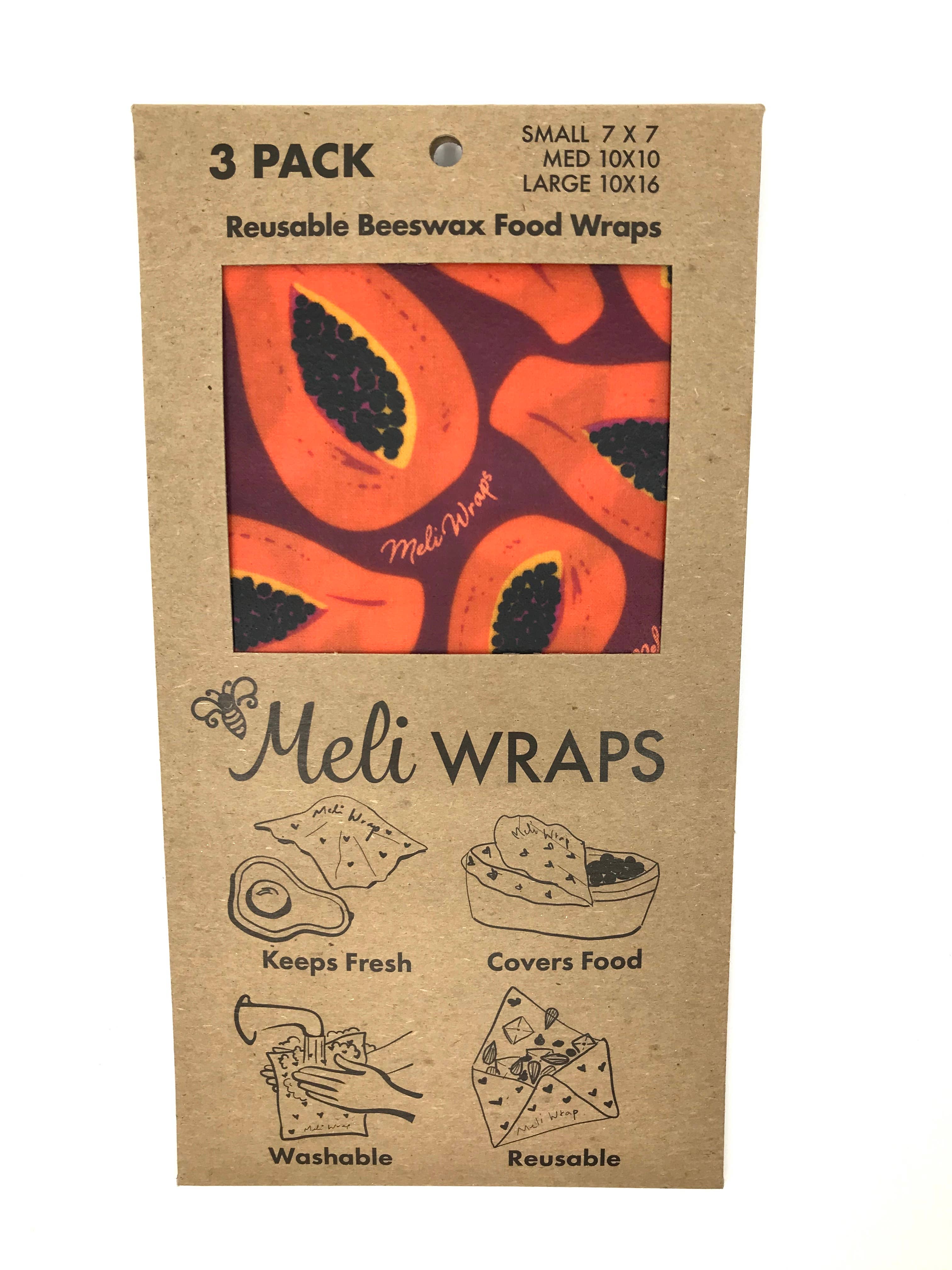 Meli Wraps - Wholesale Food Storage Wrap/Bag - Reusable Beeswax Wraps-MeliWraps 3 Packs in Purple Papaya
