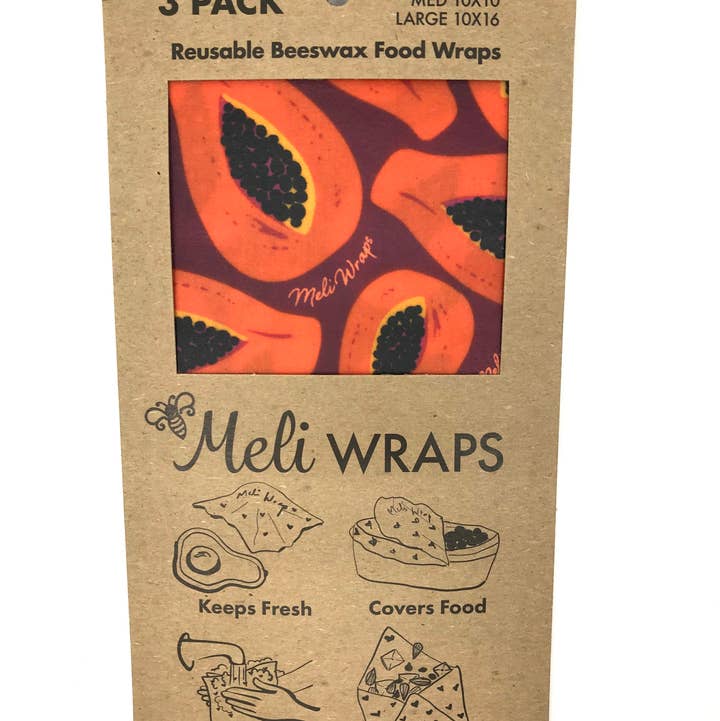 Meli Wraps - Wholesale Food Storage Wrap/Bag - Reusable Beeswax Wraps-MeliWraps 3 Packs in Purple Papaya