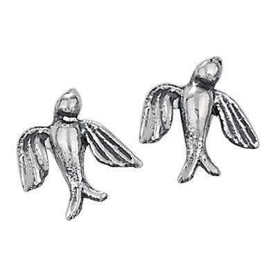 Boucles d'oreilles clous en argent sterling "Fly Away" oiseaux pour la vente par Tiger Mountain Jewelry