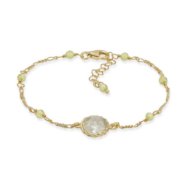 Armband med grön ametist i mitten | Rose för wholesale av ISHWARA JEWELS