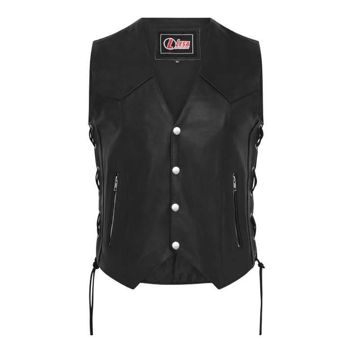 Leather Waistcoat Biker Vest Motorcycle Motorbike Vest for wholesale by Lesa collection