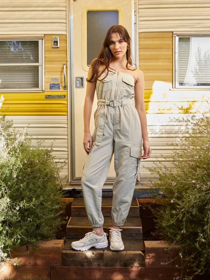 CALI1850 Cargo Belted Jumpsuit / 60016JCW521 for wholesale by Cali1850