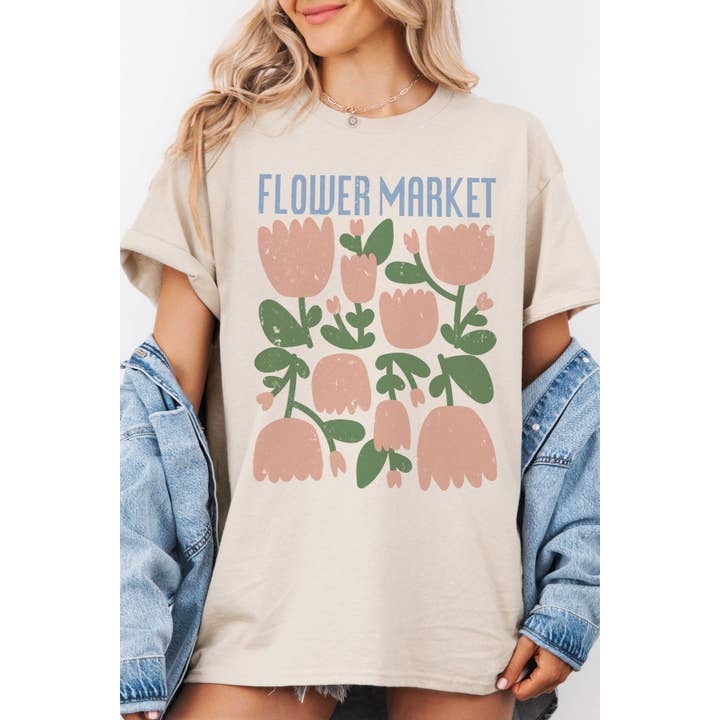 FLOWER MARKET Übergroßes Grafik-Top für den Großhandel von A. BLUSH CO