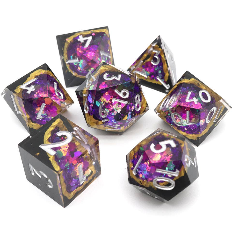 Tabletop Dominion Limited - Wholesale Dice - Regal Relic | Geode Sharp Edge Dice | 7-Polyhedral Set1