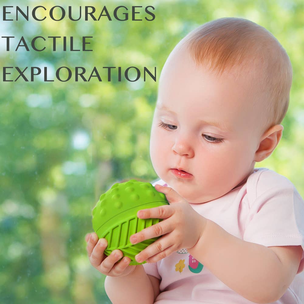 CaaOcho Natural Rubber Toys - Wholesale Sensory Ball - Baby - Natural Rubber 3" Sensory Ball Meadow, Eco-Friendly2