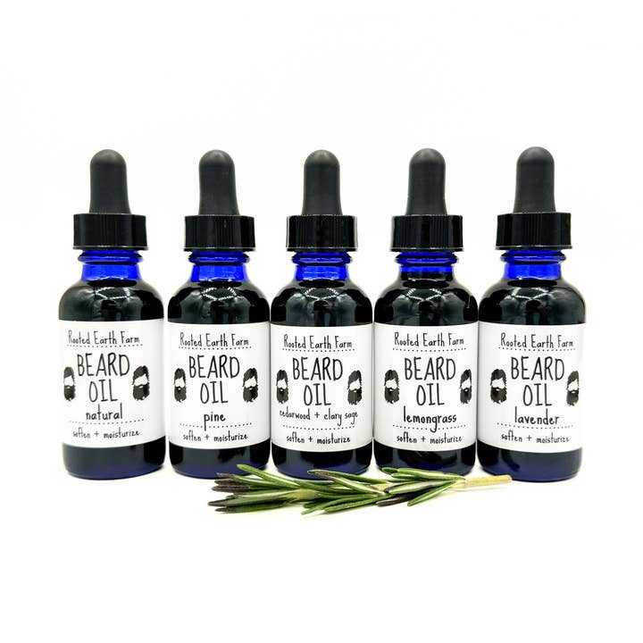Herbal Beard Oil - 5 Scent Options for wholesale by Rooted Earth Farm + Apothecary
