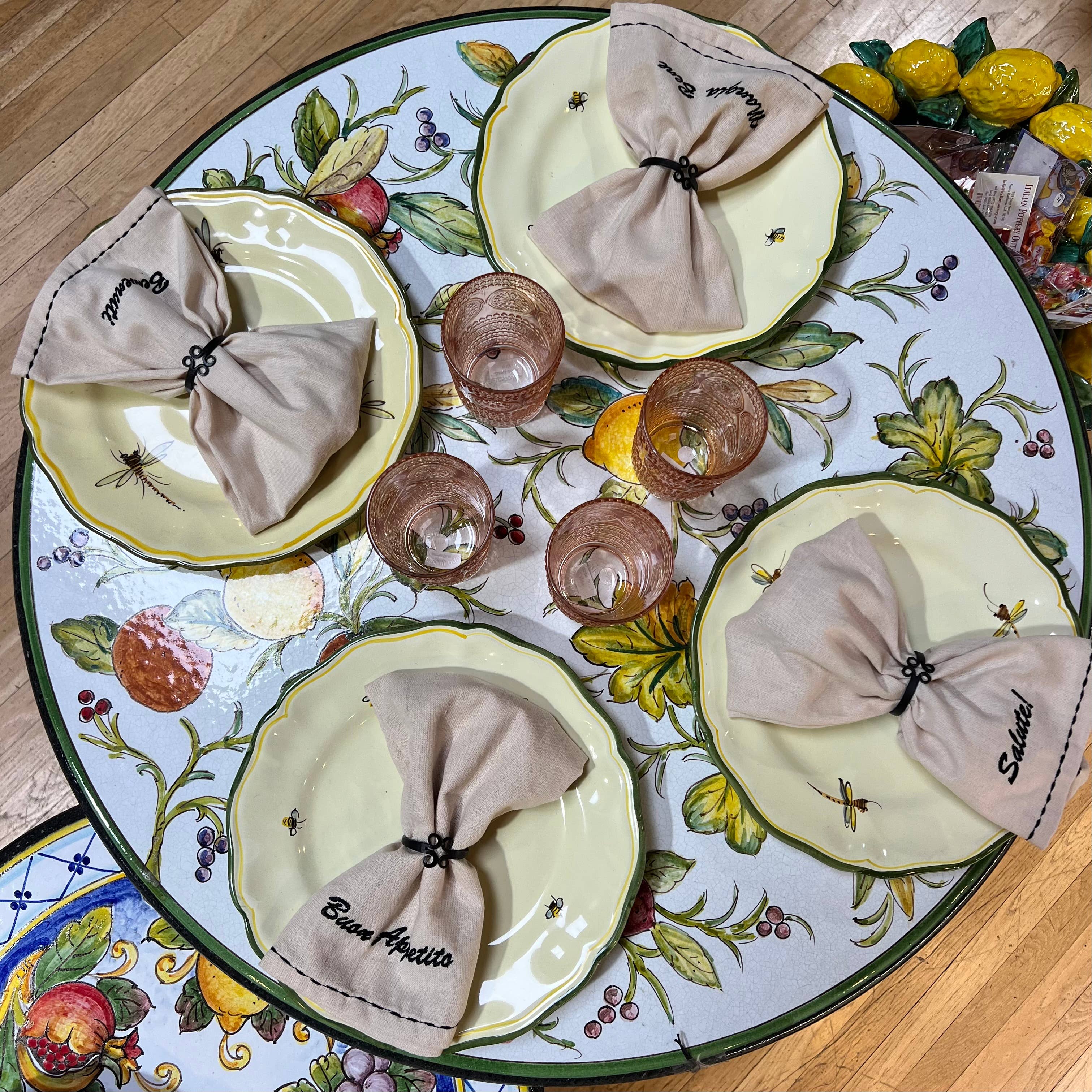 Jump That Moon – wholesale Dinner & cloth napkin – Buon Appetito Embroidered Napkin5