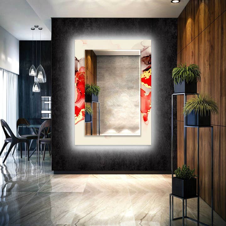 Abstract Tempered Glass Wall Mirror for wholesale by MyPhotostation