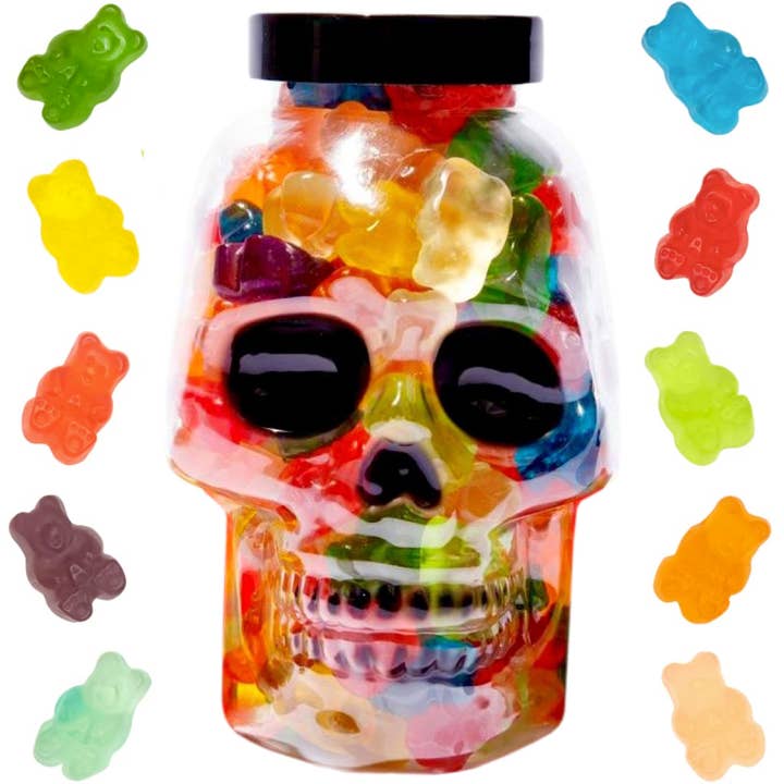Purple Plum - Wholesale Gummy - Halloween Candy Skull Jar with Assorted Gummies