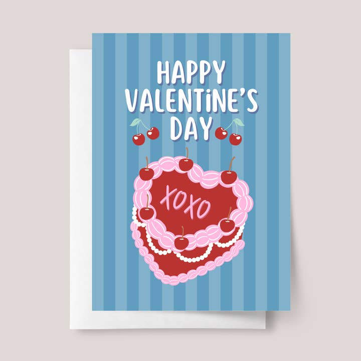 Carte de Saint-Valentin avec gâteau en forme de cœur pour la vente par Design Sprinkles