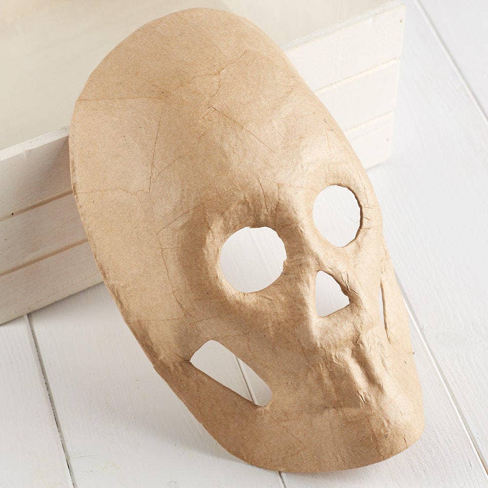 Factory Direct Craft - Wholesale DIY Craft Kit - 7-3/4" Paper Mache Skeleton Mask - Halloween or Gothic1