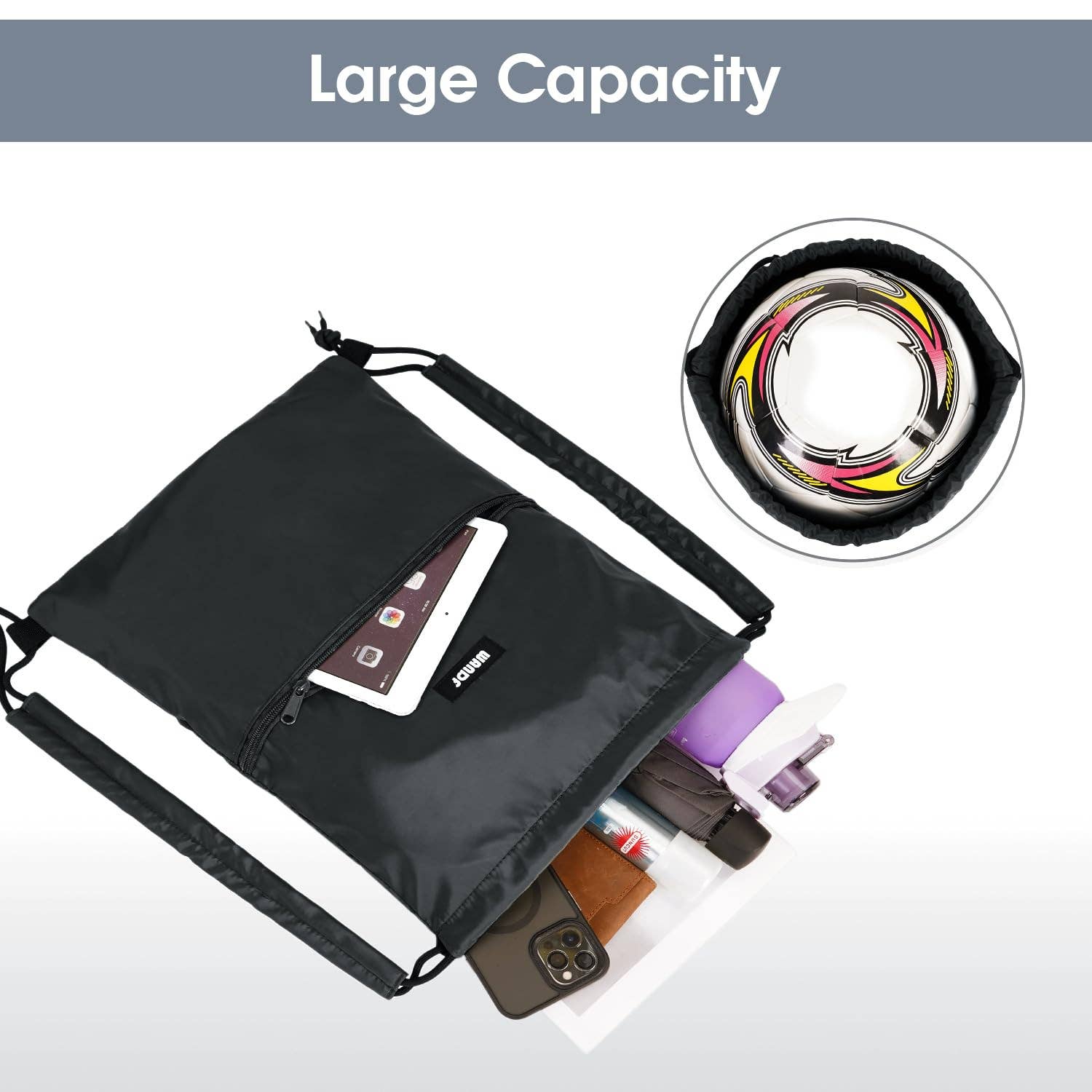 wandf - Wholesale Tas met trekkoord - Uniseks - Sportieve rugzak met trekkoord en dubbele schouderpads2