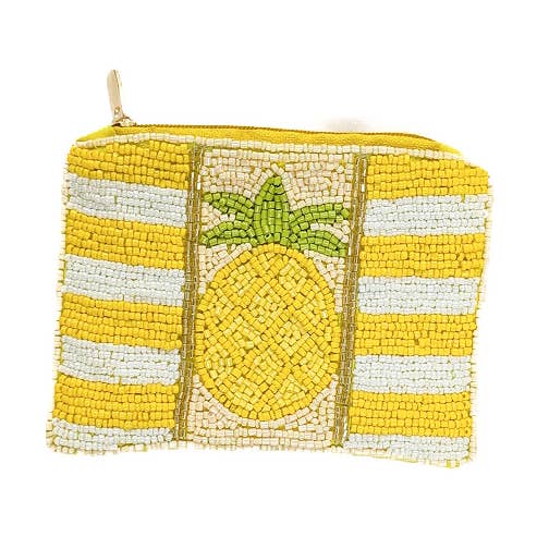 Ladies Pineapple Themed Beaded Coin Purse for wholesale by Nima Accessories Inc