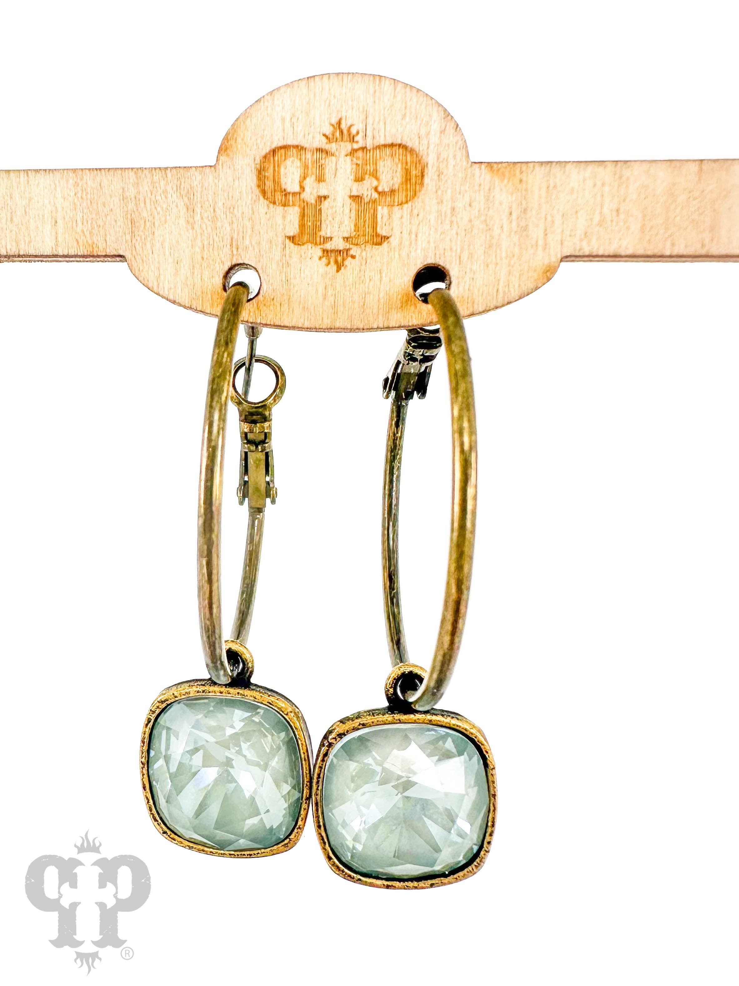 Pink Panache Brands - Wholesale Dangle Earrings - Square Austrian crystal hoop earring, 12mm6