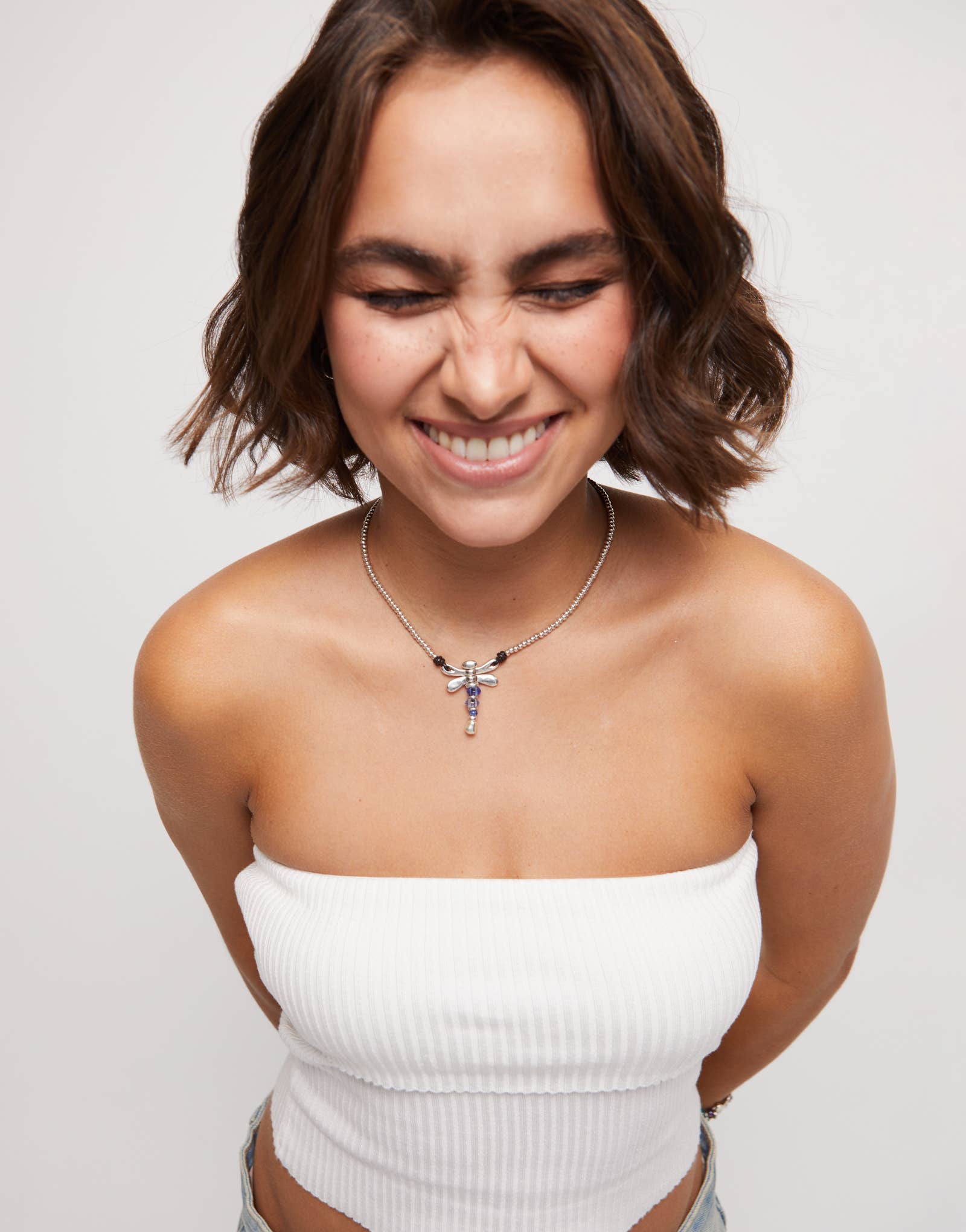 Azul Sterling Silver Necklace with Dragonfly & Blue Crystals for wholesale on Faire3