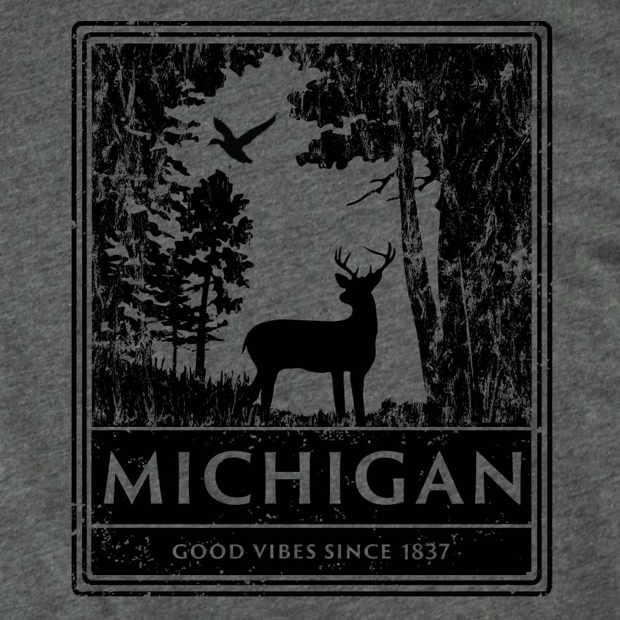 MICHIGAN VIBES - Wholesale Screen Printed T-Shirt - Unisex - White-tailed Tee4