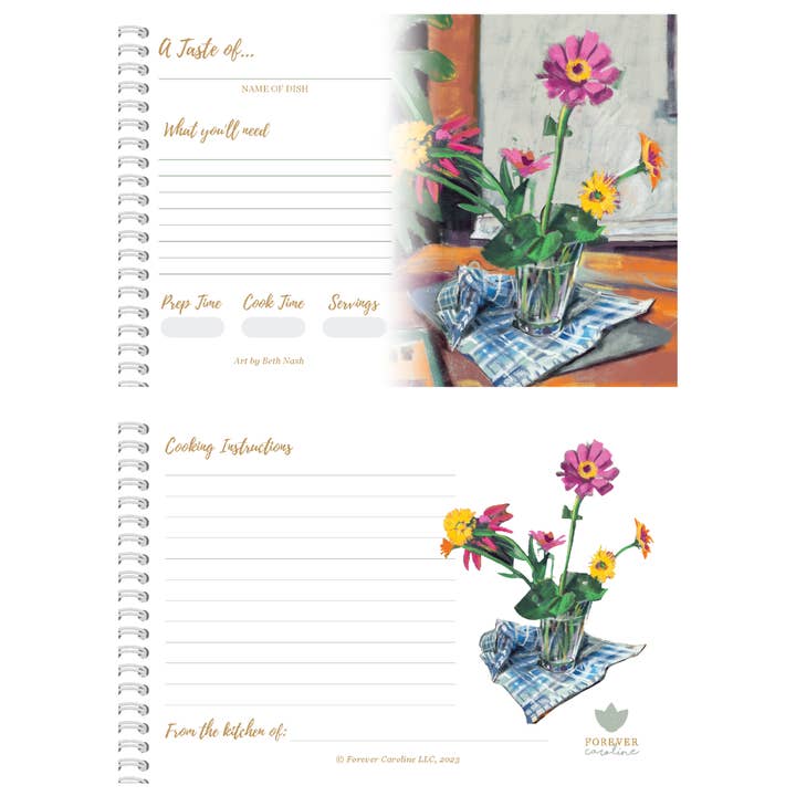 Forever Caroline LLC - Wholesale Recipe Card - Recipe Cards Gift Set w/ Floral Art | 8 Cards for Kitchen1