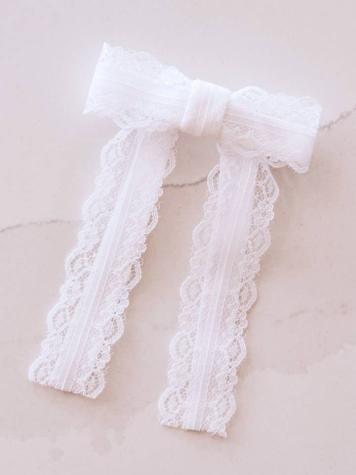 Belle Epoque White Lace and Velvet Bow for wholesale by Livy Lou Collection