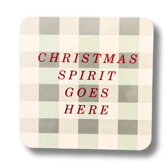 Christmas spirit goes here gingham check coaster for wholesale by soch and co