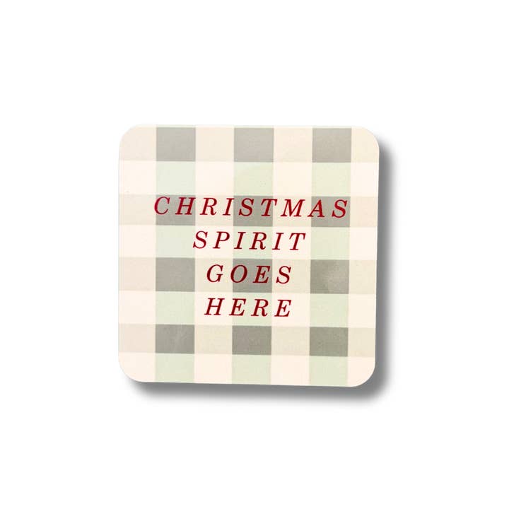 Christmas spirit goes here gingham check coaster for wholesale by soch and co