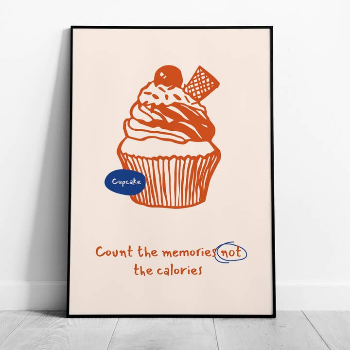 Conte as Memórias, Não as Calorias Cupcake Batido - Poster Enrolado Impressão de Arte de Parede por atacado de House Prints