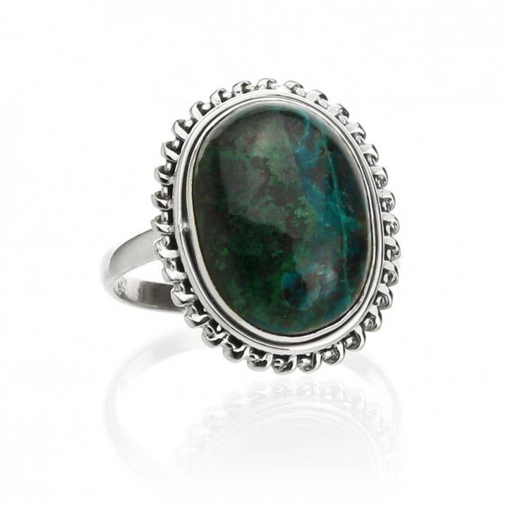 UniArt - Wholesale Cocktail/Statement Ring - Natural Stone Ring in Silver Dana Model