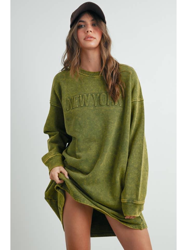 BUTTERMELON - Wholesale Dress - Women's - Tall Acid Wash Sweatshirt Dress - BMD753829