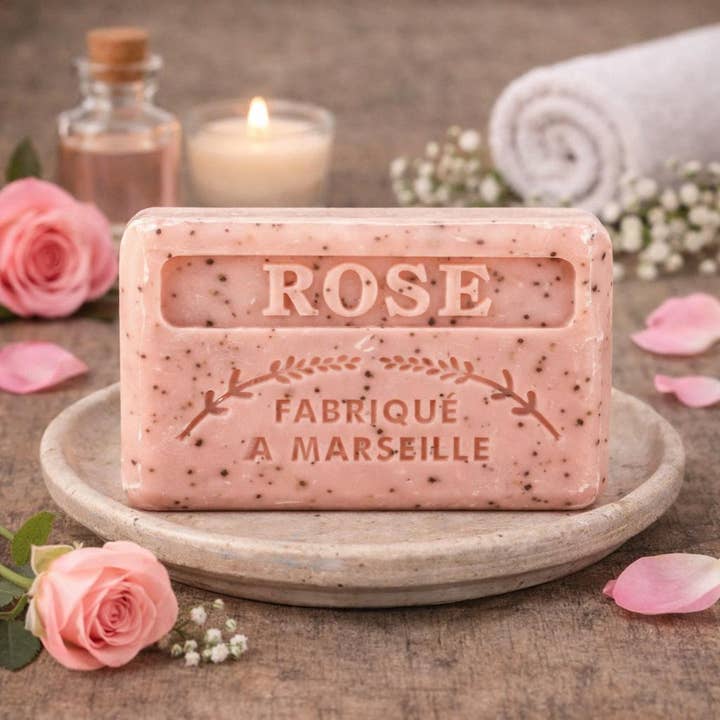 Sabonete francês a granel de 125 g com pétalas de rosa trituradas por atacado de French Soap Wholesale