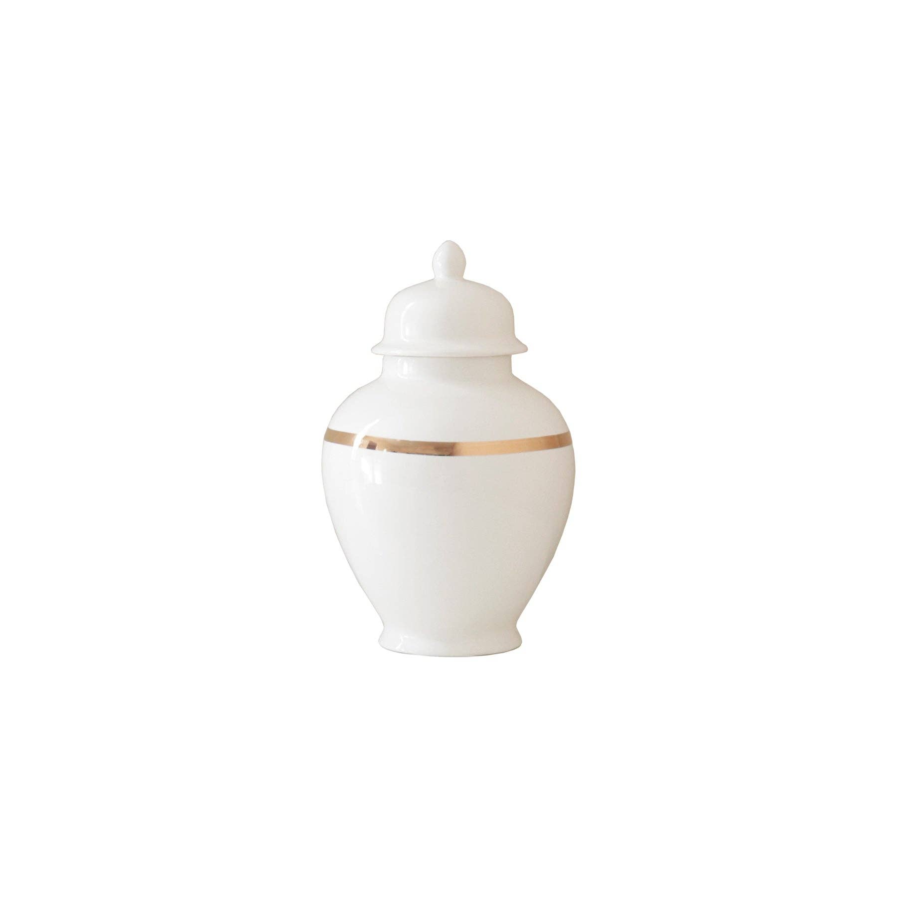 Lo Home | Ruby Clay - Wholesale Decorative Jar - White Color Block Ginger Jar with Gold Accent0