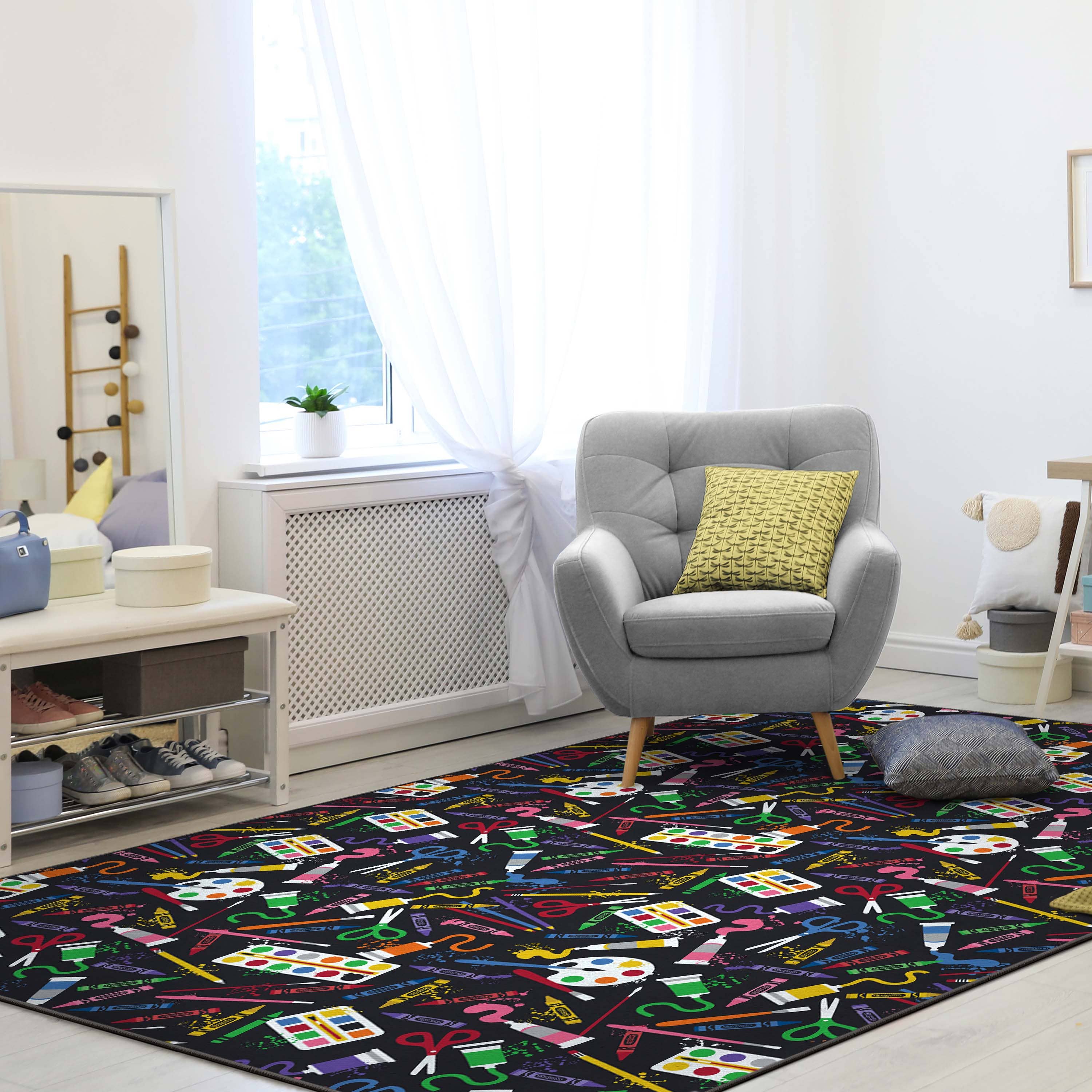 Well Woven – wholesale Matta – Crayola Art Supplies svart område matta av välvävda4