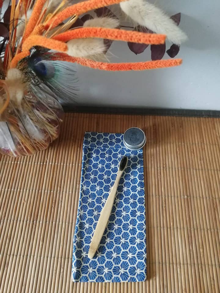 Geometric blue toothbrush case for wholesale by Funnycreation