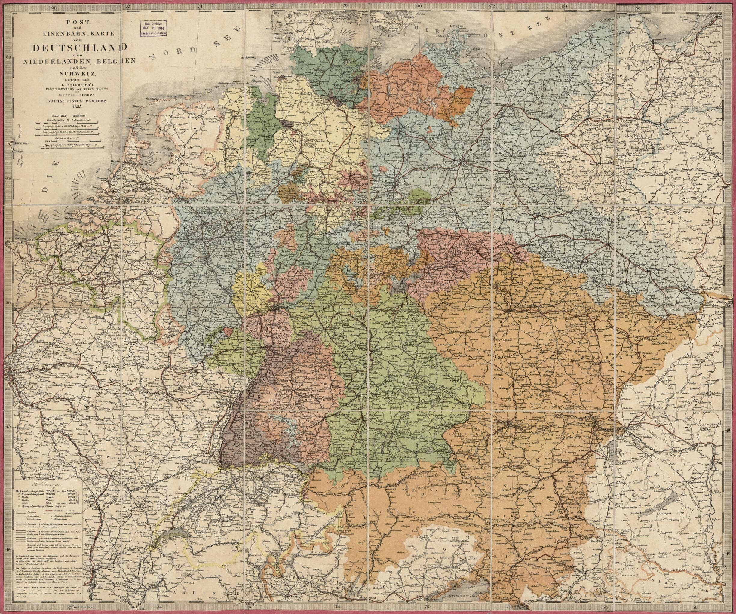 Relic Map Co. - Wholesale Map - Und Eisenbahn-Karte Von Deutschland, Den Niederlanden, Belgien Und Der Schweiz 18550