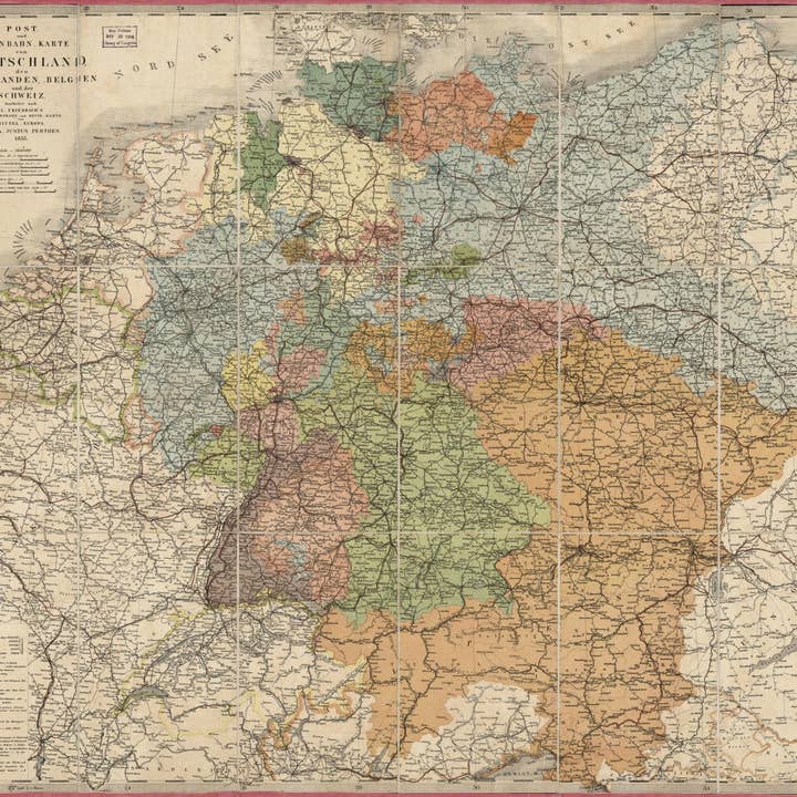 Relic Map Co. - Wholesale Map - Und Eisenbahn-Karte Von Deutschland, Den Niederlanden, Belgien Und Der Schweiz 1855