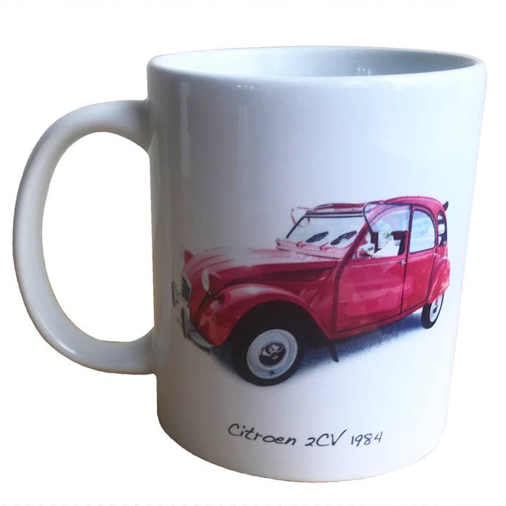 Citroen 2CV 1984 (Red) - 11oz Printed Ceramic Mug for wholesale by Witherden's Workshop
