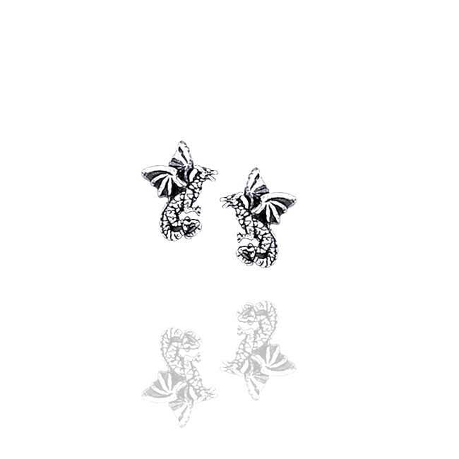 Silver Insanity - Wholesale Stud/Post Earrings - Small Flying Dragons - Detailed Sterling Silver Post Stud Earrings5