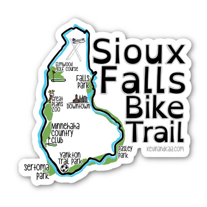 Sioux Falls Bike Trail - Sticker for wholesale by Kevin & Kaia