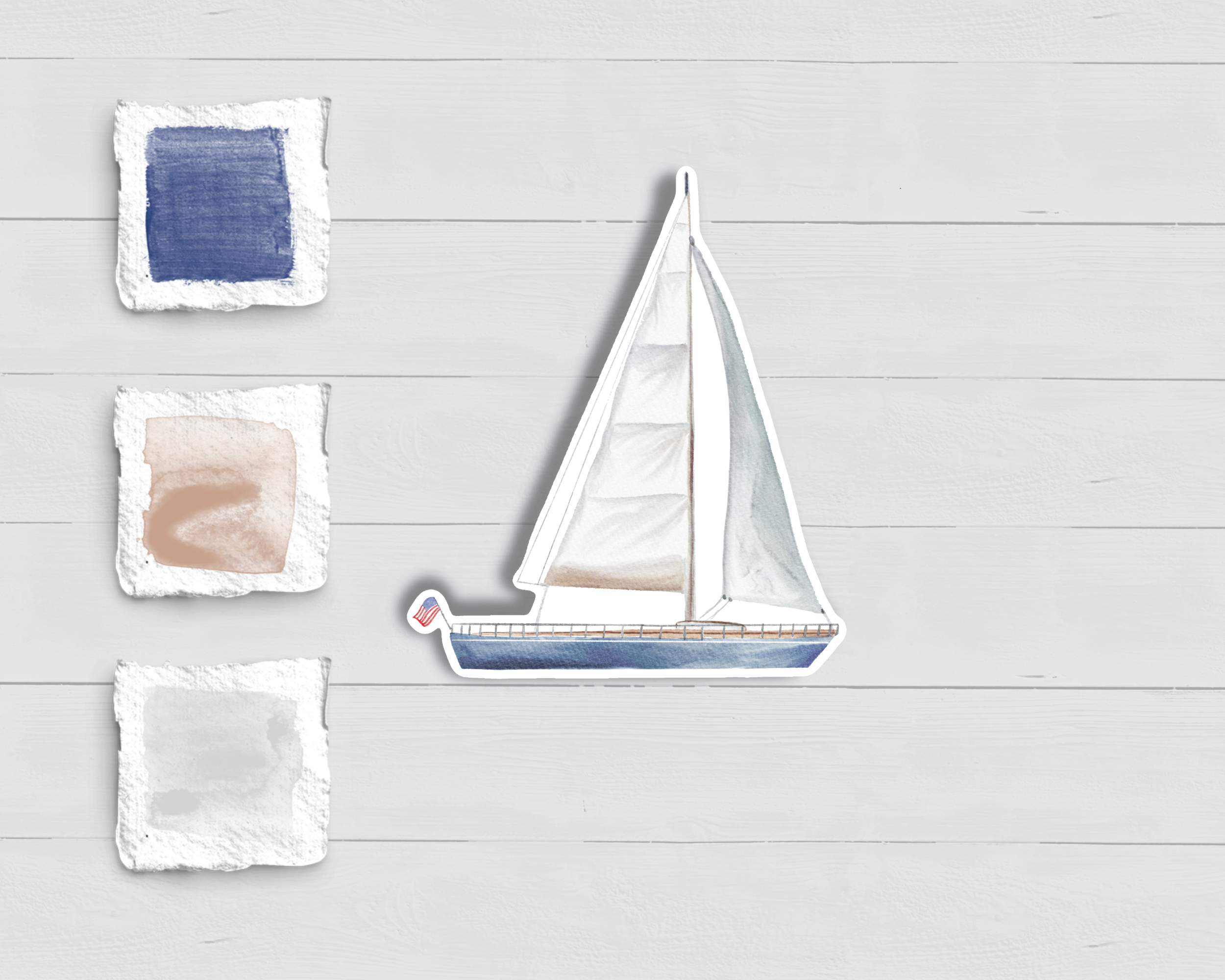 WonderfullyWrittenCo - Vendita all'ingrosso Adesivo - Adesivo acquerello barca a vela1