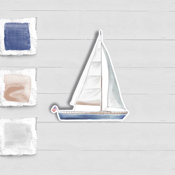 WonderfullyWrittenCo - Vendita all'ingrosso Adesivo - Adesivo acquerello barca a vela1