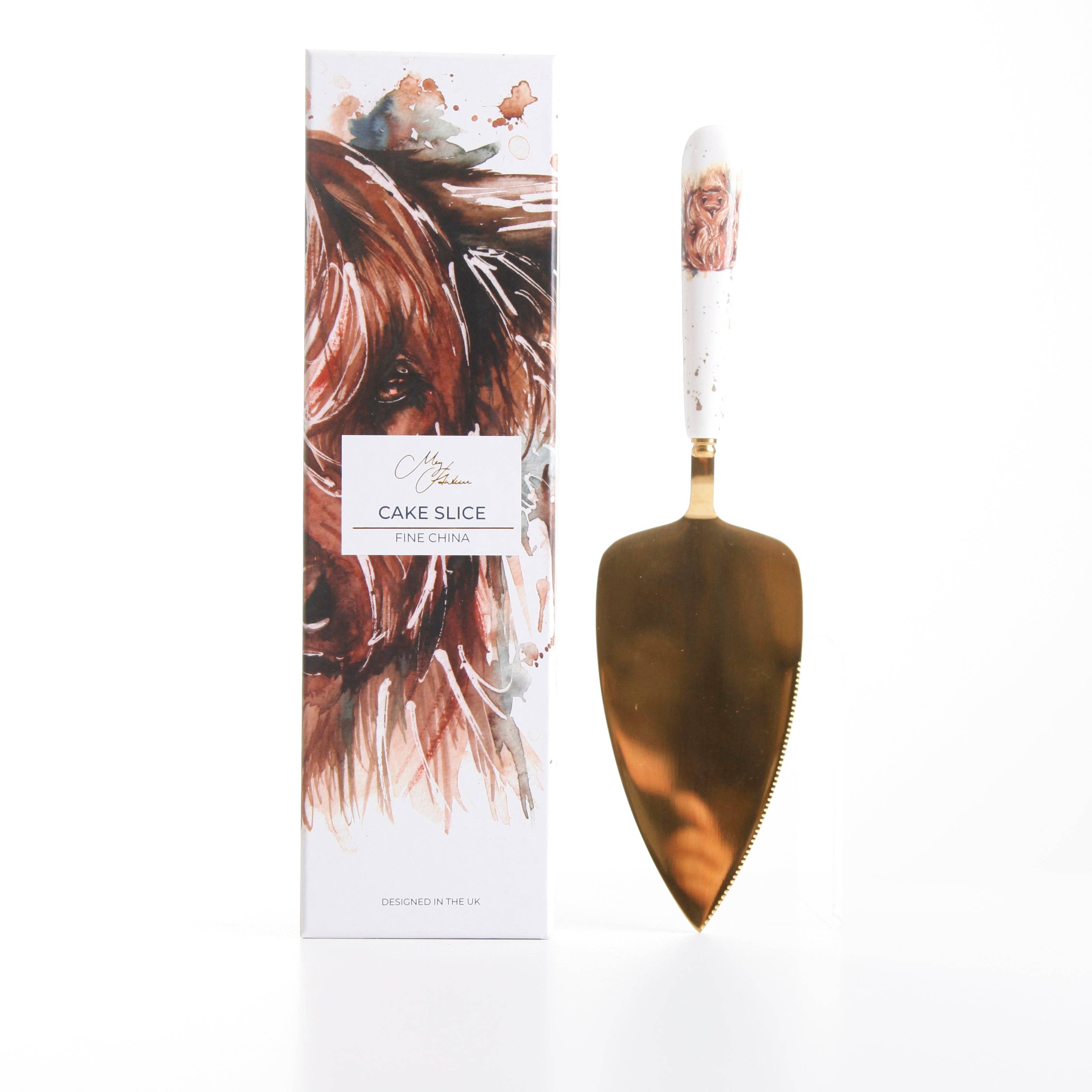Meg Hawkins Art - Wholesale Serving Utensil - The Hebrides - Highland Cow Pastry Cake Slice0