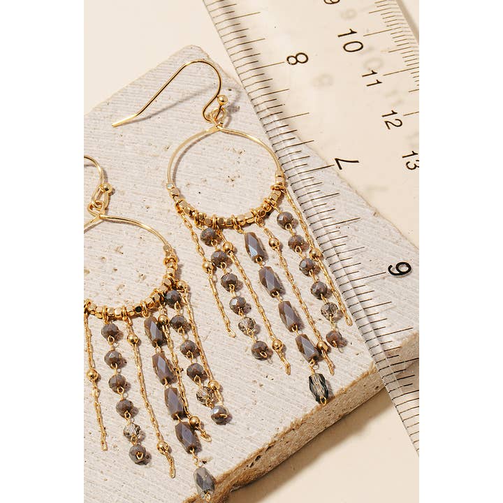 Anarchy Street - Wholesale Dangle Earrings - Mixed Glass Beaded Fringe Hoop Dangle Earrings