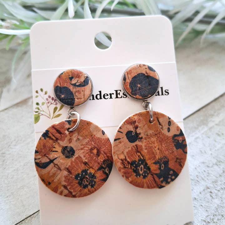 Boucles d'oreilles pendantes en cuir, boucles d'oreilles pendantes rondes pour la vente par TenderEssentials ~ handmade jewelry