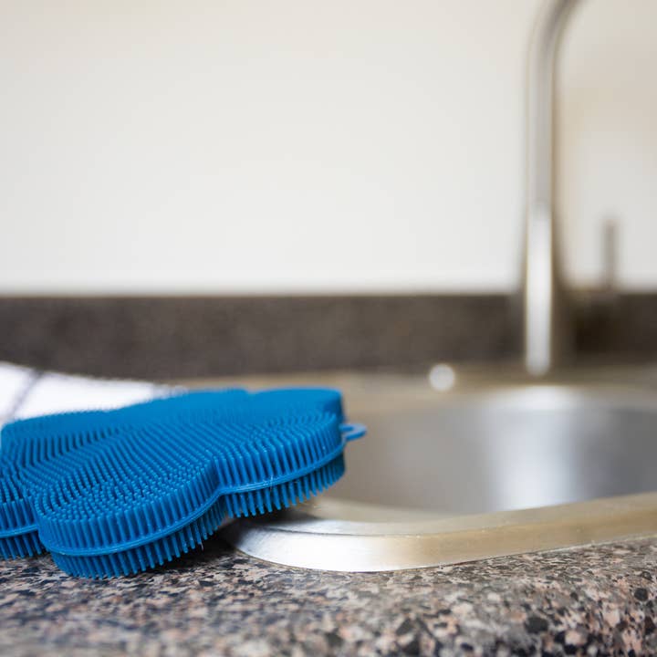 Fox Run Brands - Wholesale Cleaning Sponge - Fox Run Silicone Dish Scrubbing Brush, Navy, 4.4” x 4.7”