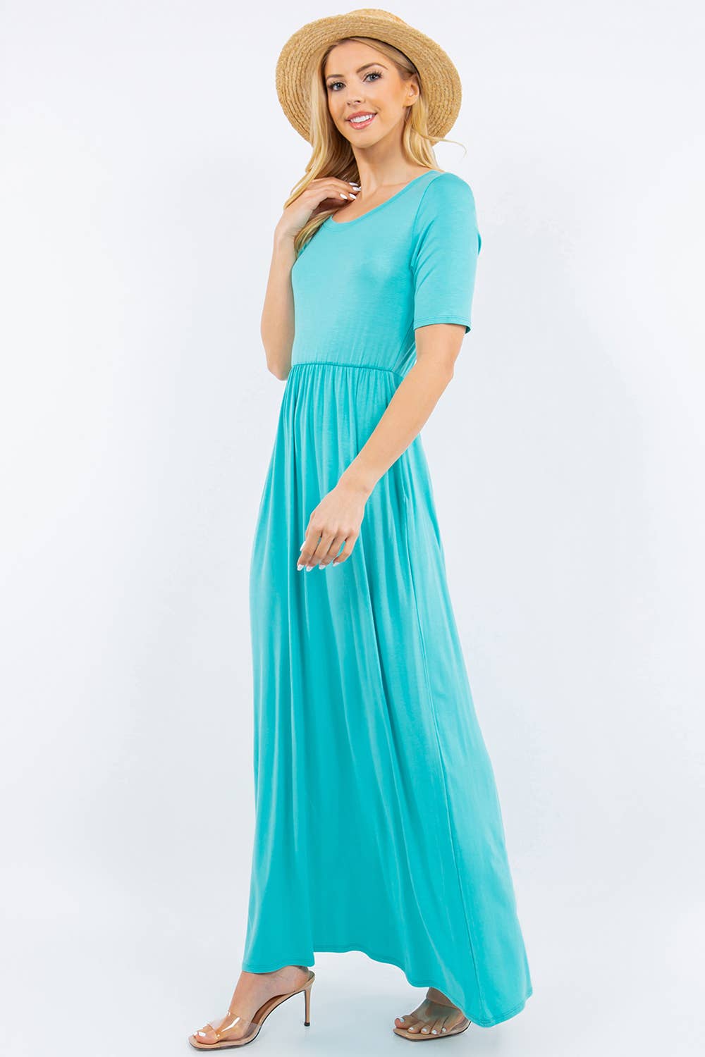 Celeste Clothing - Wholesale Dress - Women's - PLUS SIZE MODEST MAXI DRESS WITH POCKETS -CD23411T-PL8