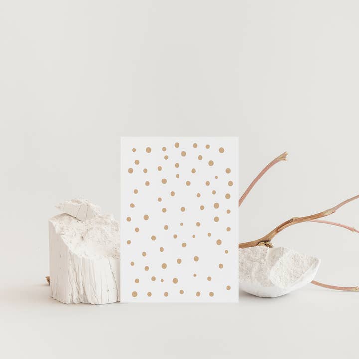 Recycled Everyday Card & Envelope – “Adrift” (Beige Offbeat Dots) for wholesale by Karte Design Berlin