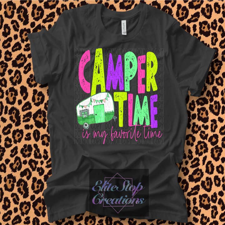 Pour adultes, Camper Time | T-shirt illustré | T-shirt complet | Vente en gros pour la vente par EliteStop Creations