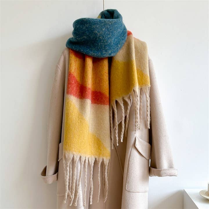 ACCITY - Wholesale Scarf - Women's - Colorblock Winter Scarf - Thick Warm Unisex Wrap_CWASC09695